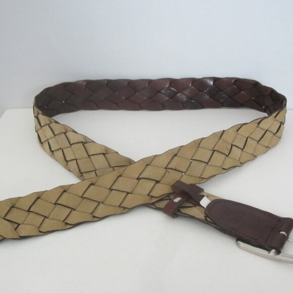 New Talbots Womens Medium Brown Braided Leather Belt Brass Buckle 34" - 38" - Picture 7 of 7